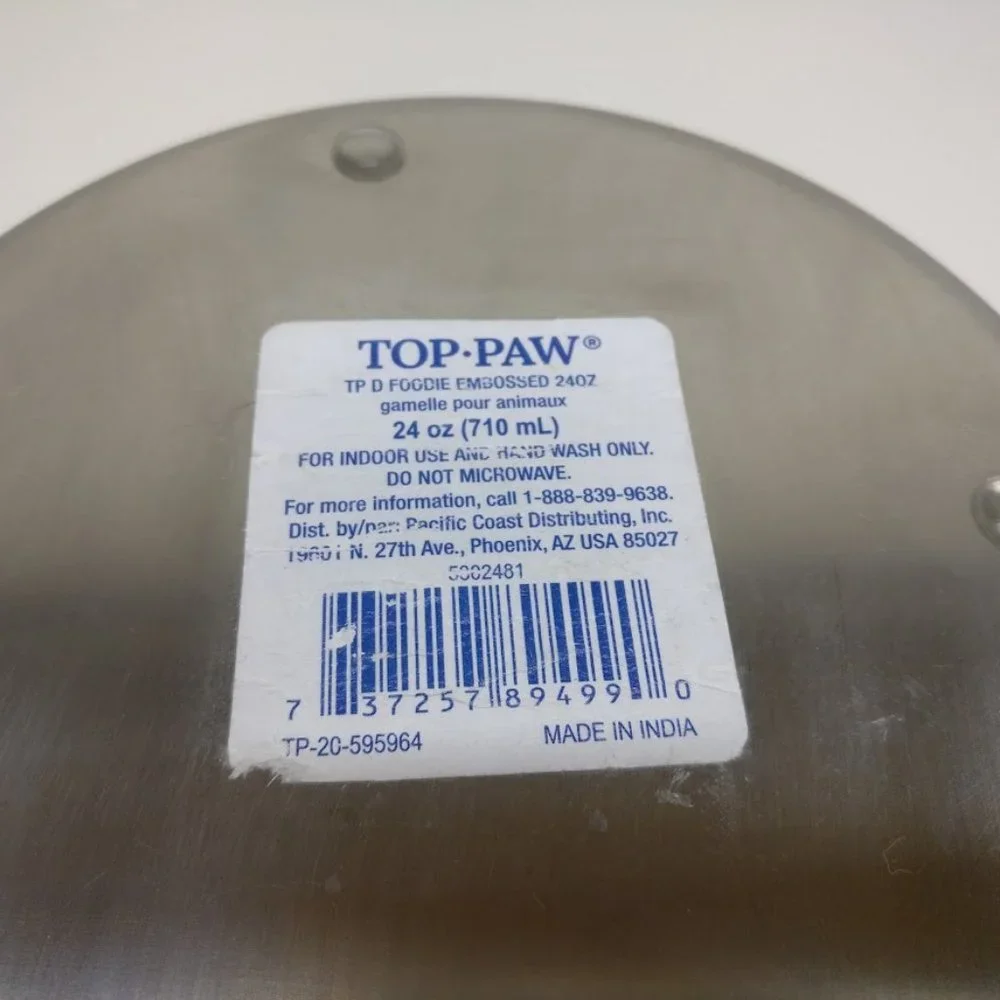 Top Paw Foodie Embossed Pet Bowl Stainless